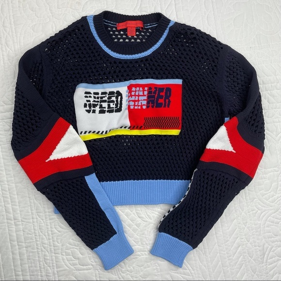 Hilfiger Collection •S• open knit mesh racing top - Picture 2 of 8